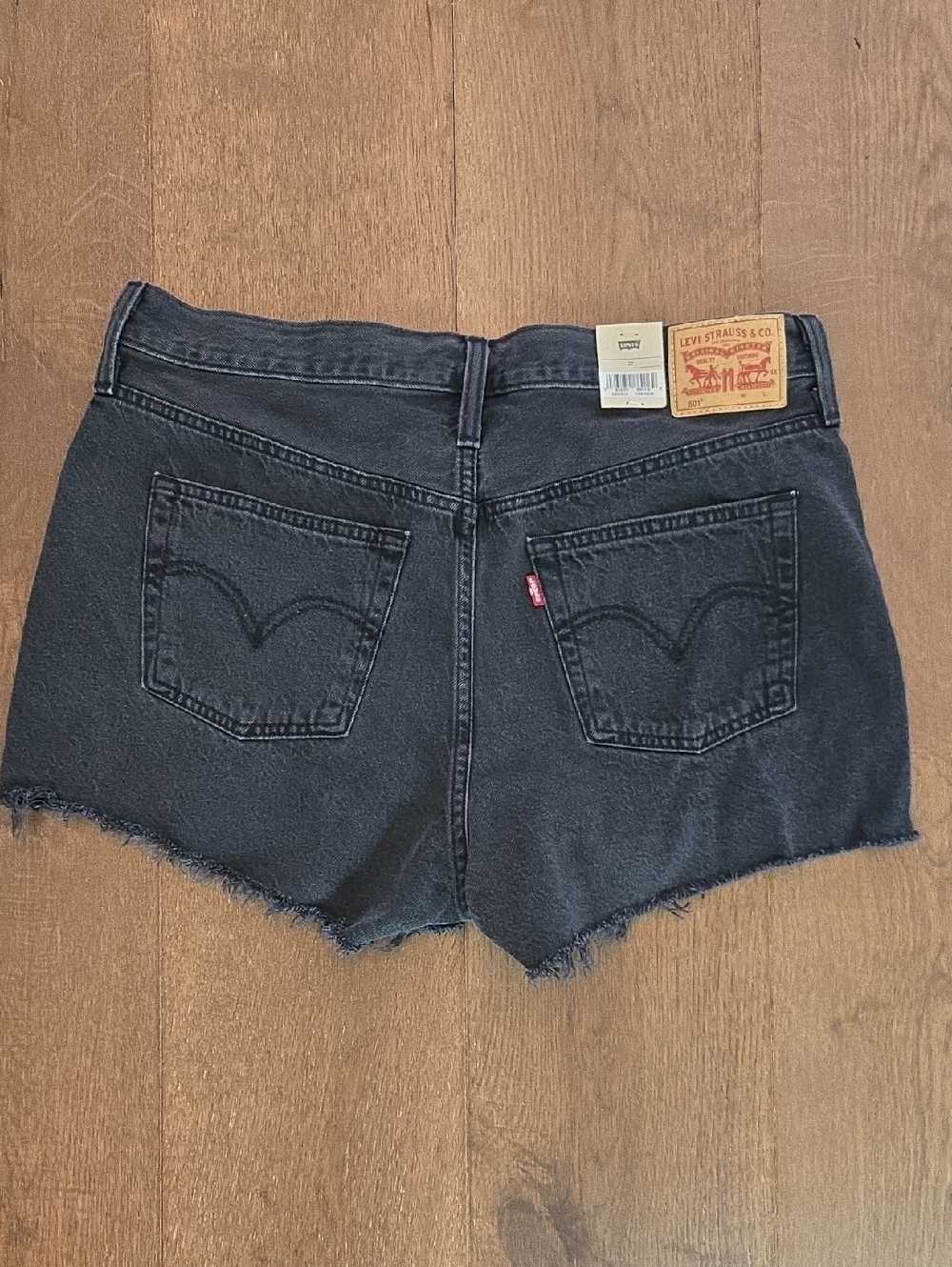 Levi's 501 Black Denim Frayed Hem Cutoff Shorts
